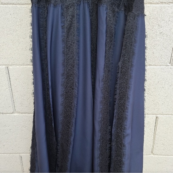 La Ligne | Maggie Lace Slipdress Silk In Midnight Navy Black - Picture 5 of 13